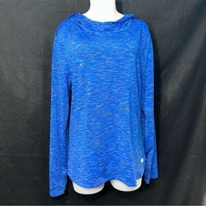 Women's L Blue Lightweight Athletic Sweatshirt/Hoodie with Thumb Holes - Marika